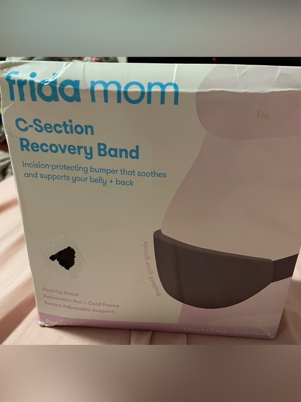Frida Mom C-Section Recovery Band/Belt, Gray w/hot/cold packs included. Padded